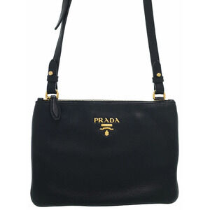 Prada Double Zip Crossbody bag black Vitello Daino leather